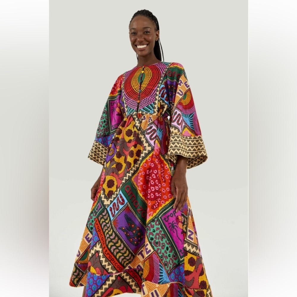 FARM Rio Dotted Patch Scarf Midi Dress
